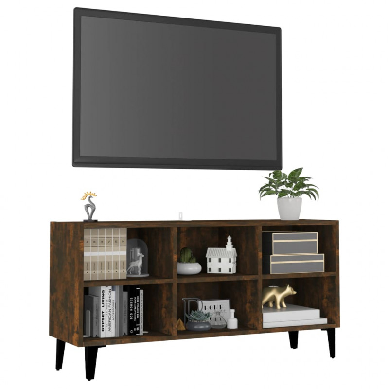 Szafka TV, metalowe nóżki, przydymiony dąb, 103,5x30x50 cm