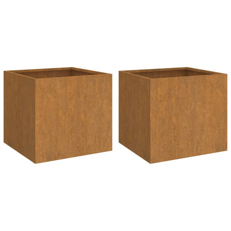 Donice, 2 szt., 42x40x39 cm, stal kortenowska