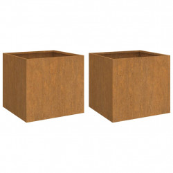 Donice, 2 szt., 49x47x46 cm, stal kortenowska