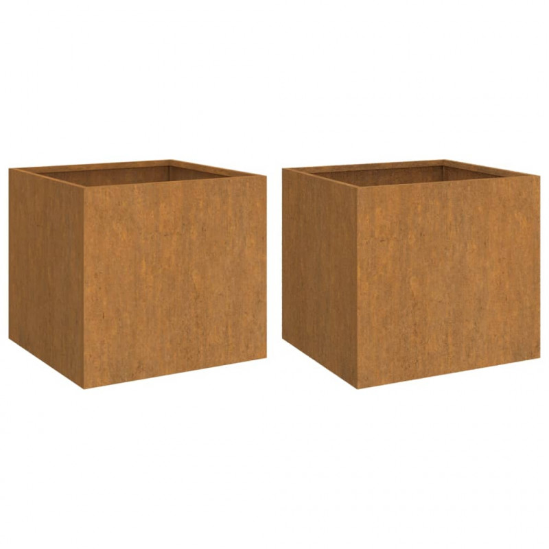 Donice, 2 szt., 49x47x46 cm, stal kortenowska