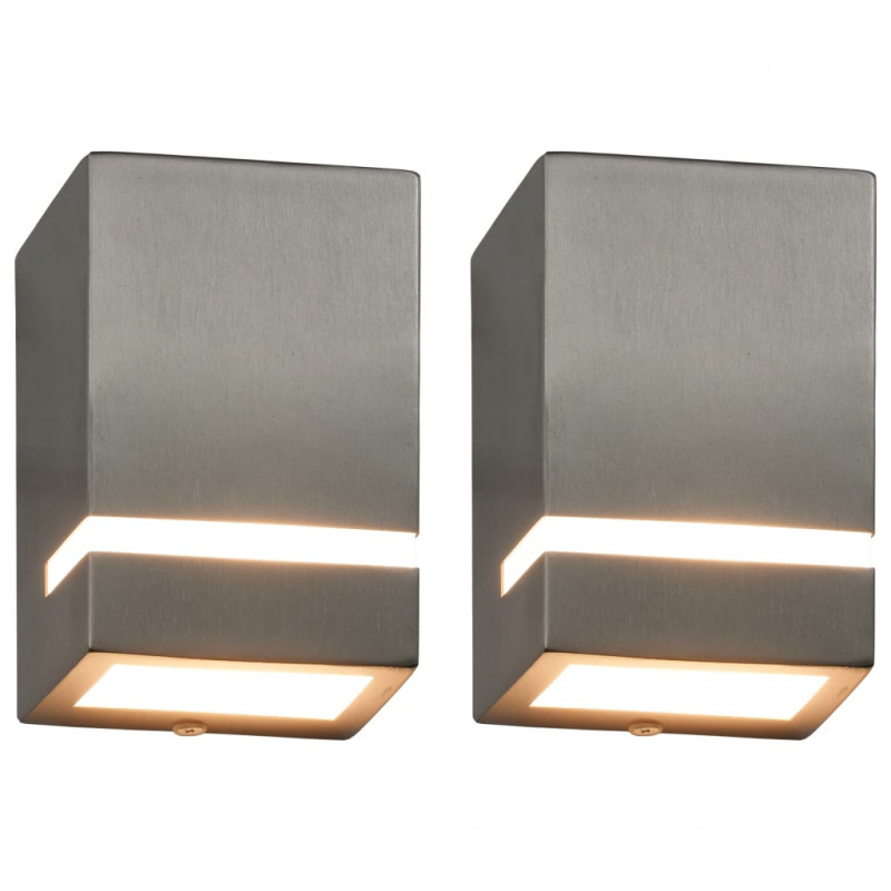 Zewnętrzne lampy ścienne, 2 szt., 35 W, srebrne, prostokątne
