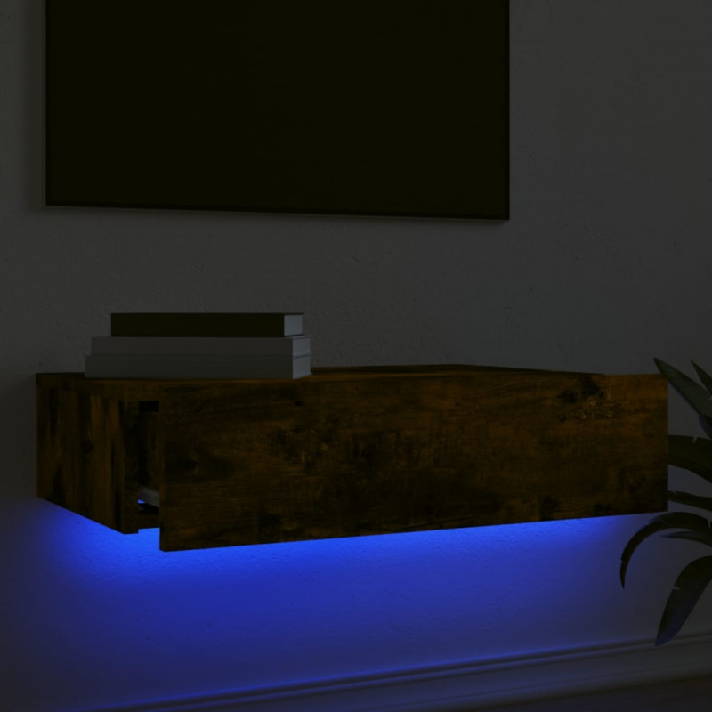 Szafka telewizyjna z LED, przydymiony dąb, 60x35x15,5 cm