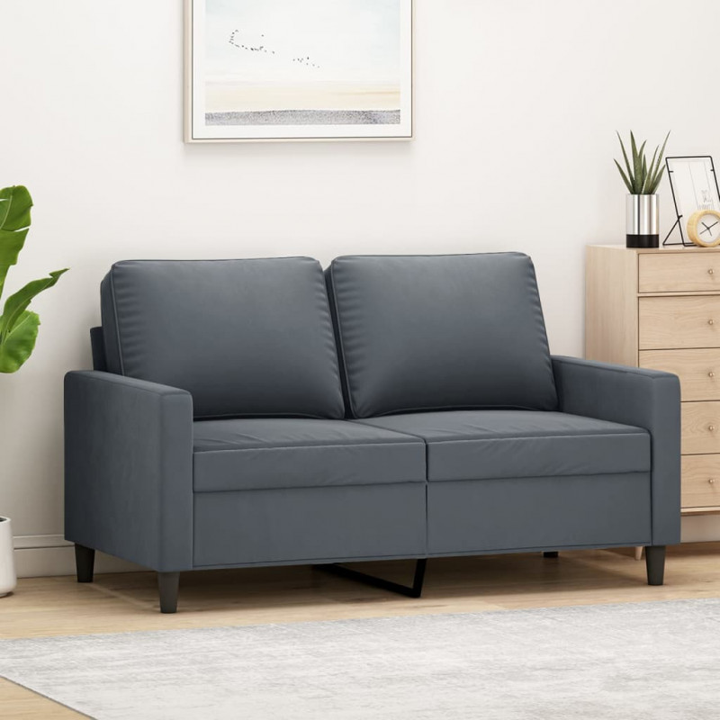 Sofa 2-osobowa, ciemnoszary, 120 cm, tapicerowana aksamitem