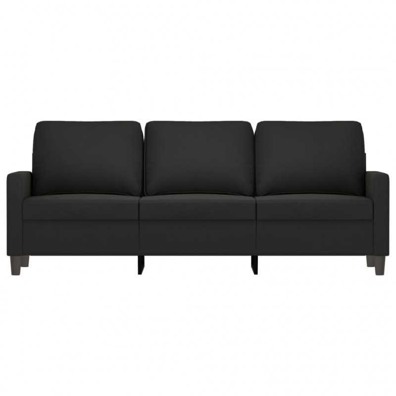 Sofa 3-osobowa, czarny, 180 cm, tapicerowana aksamitem