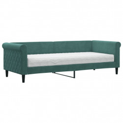 Sofa z materacem do spania, ciemnozielona, 80x200 cm, aksamit