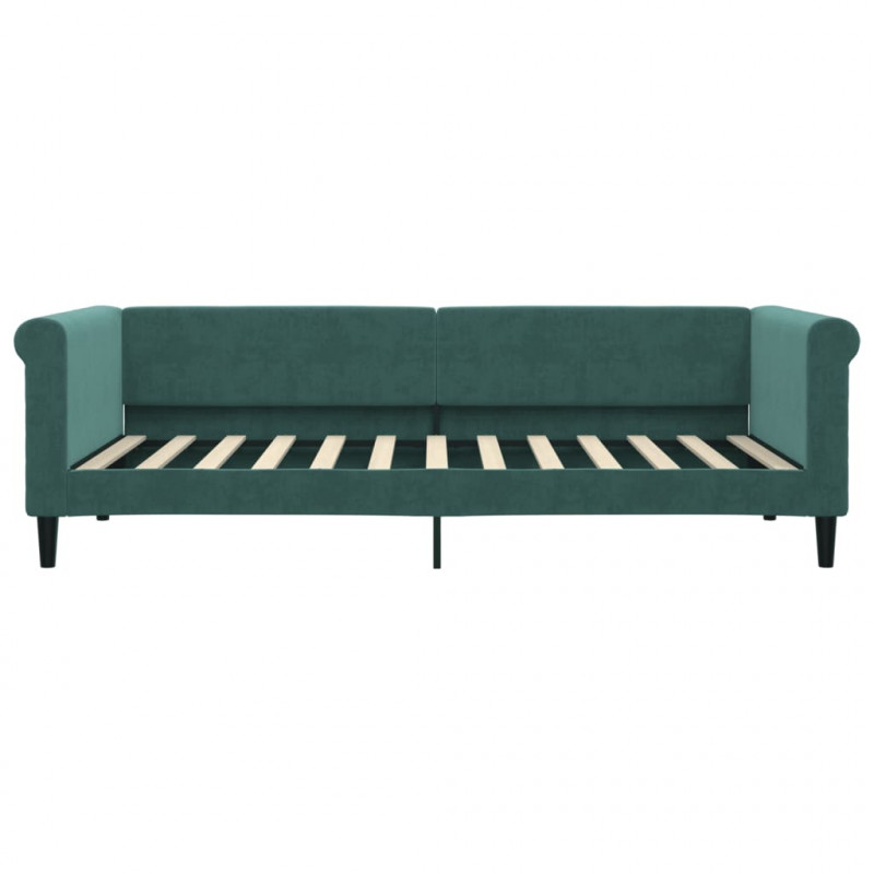 Sofa z materacem do spania, ciemnozielona, 90x200 cm, aksamit