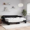 Sofa rozsuwana z materacami, czarna, 80x200 cm, aksamit