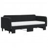 Sofa rozsuwana z materacami, czarna, 80x200 cm, aksamit