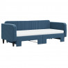 Sofa rozsuwana z materacami, niebieska, 90x200 cm, aksamit