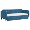 Sofa rozsuwana z szufladami, niebieska, 90x200 cm, aksamit