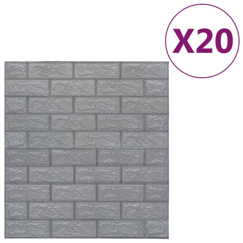 Panele 3D z imitacją cegły, samoprzylepne, 20 szt., antracytowe
