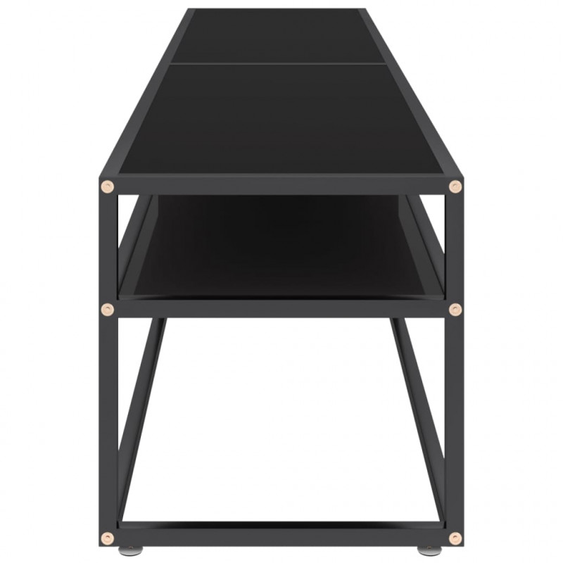 Szafka pod TV, czarna, 180x40x40,5 cm, szkło hartowane
