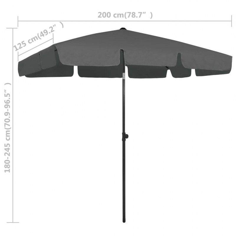 Parasol plażowy, antracytowy, 200x125 cm