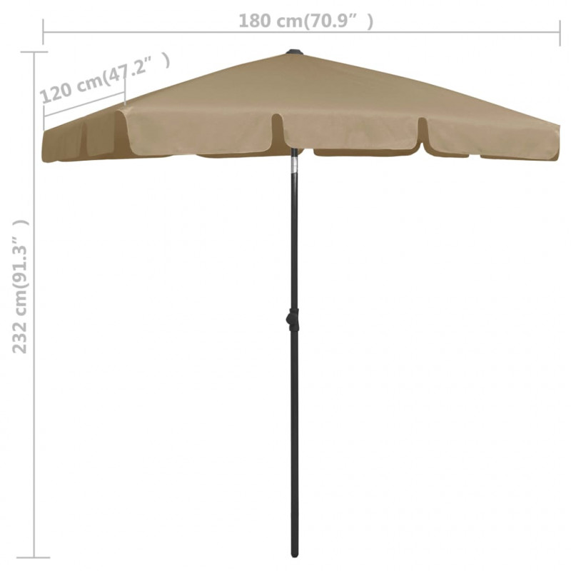 Parasol plażowy, taupe, 180x120 cm