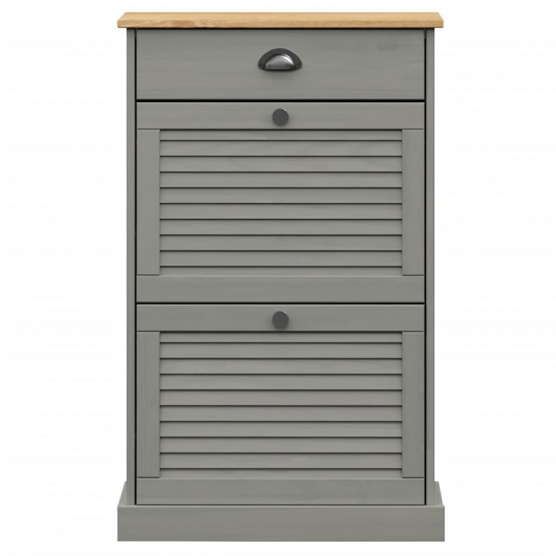 Szafka na buty VIGO, 60x35x96 cm, szara, lite drewno sosnowe