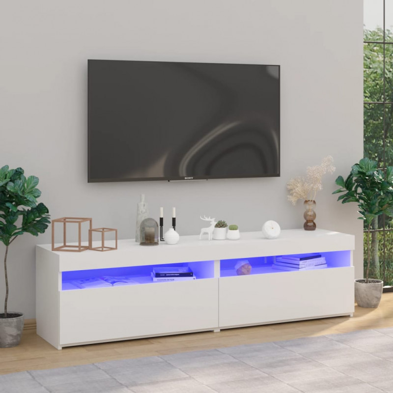 Szafki pod TV z oświetleniem LED, 2 szt., białe, 75x35x40 cm
