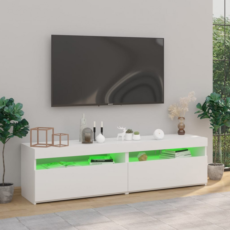 Szafki pod TV z oświetleniem LED, 2 szt., białe, 75x35x40 cm