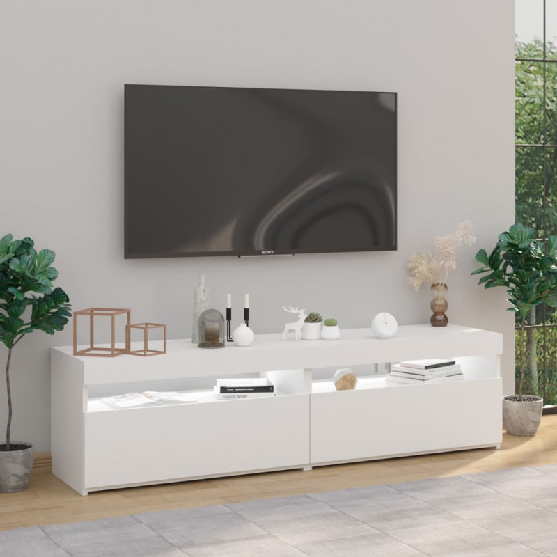 Szafki pod TV z oświetleniem LED, 2 szt., białe, 75x35x40 cm