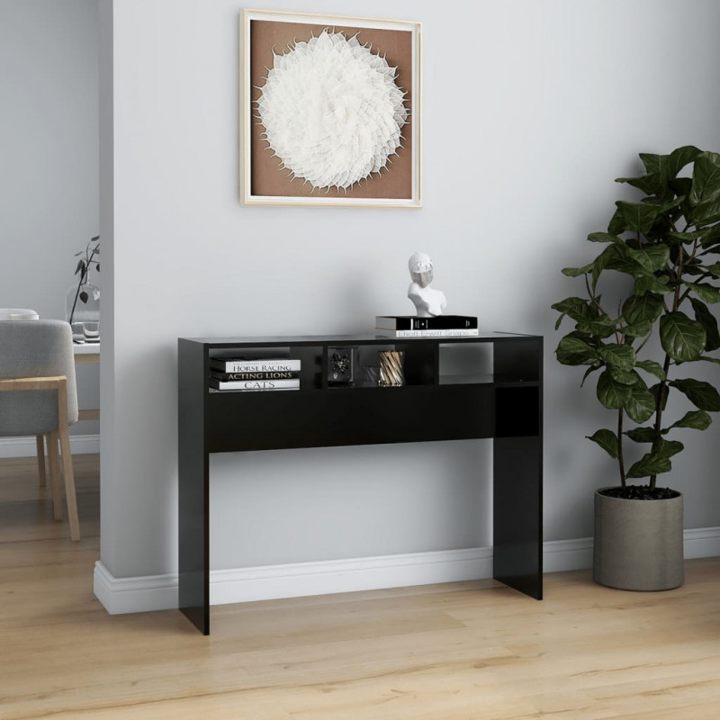 Stolik konsolowy, czarny, 105x30x80 cm, materiał drewnopochodny