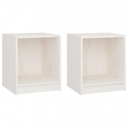 Szafki nocne, 2 szt., białe, 35,5x33,5x41,5 cm, drewno sosnowe