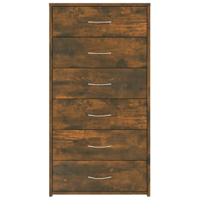 Komoda z 6 szufladami, przydymiony dąb, 50x34x96 cm