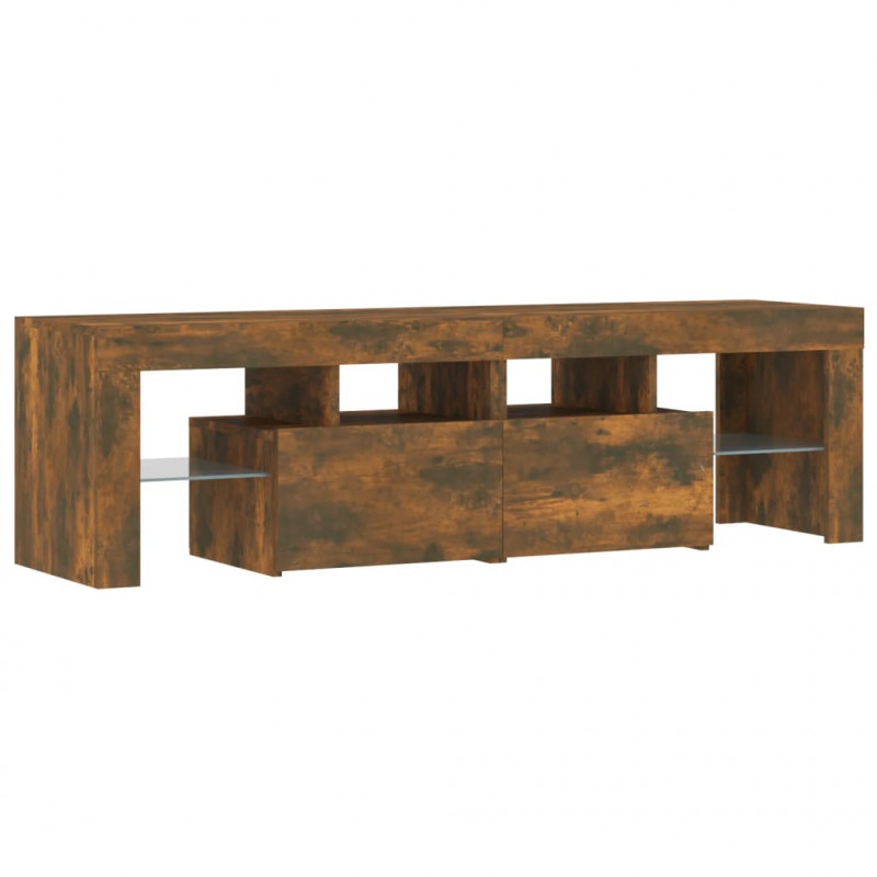 Szafka TV z oświetleniem LED, opalany dąb, 140x36,5x40 cm