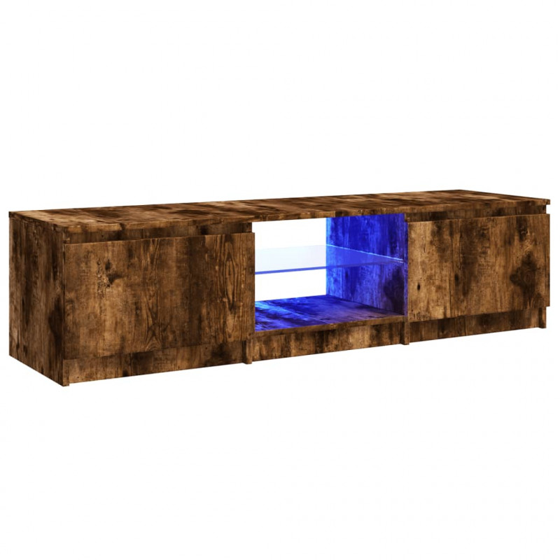 Szafka pod TV, z LED, przydymiony dąb, 140 x 40 x 35,5 cm