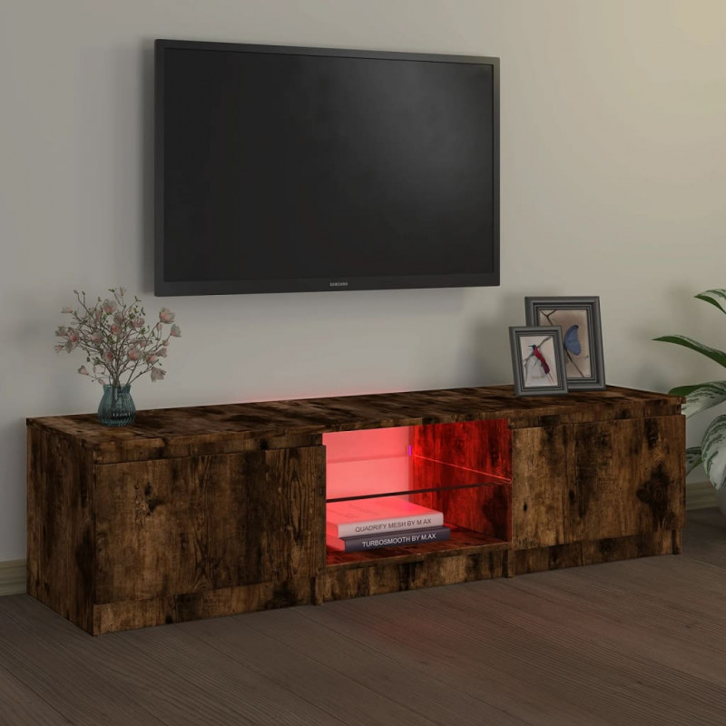 Szafka pod TV, z LED, przydymiony dąb, 140 x 40 x 35,5 cm