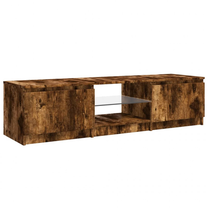 Szafka pod TV, z LED, przydymiony dąb, 140 x 40 x 35,5 cm