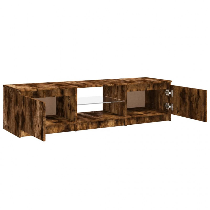 Szafka pod TV, z LED, przydymiony dąb, 140 x 40 x 35,5 cm