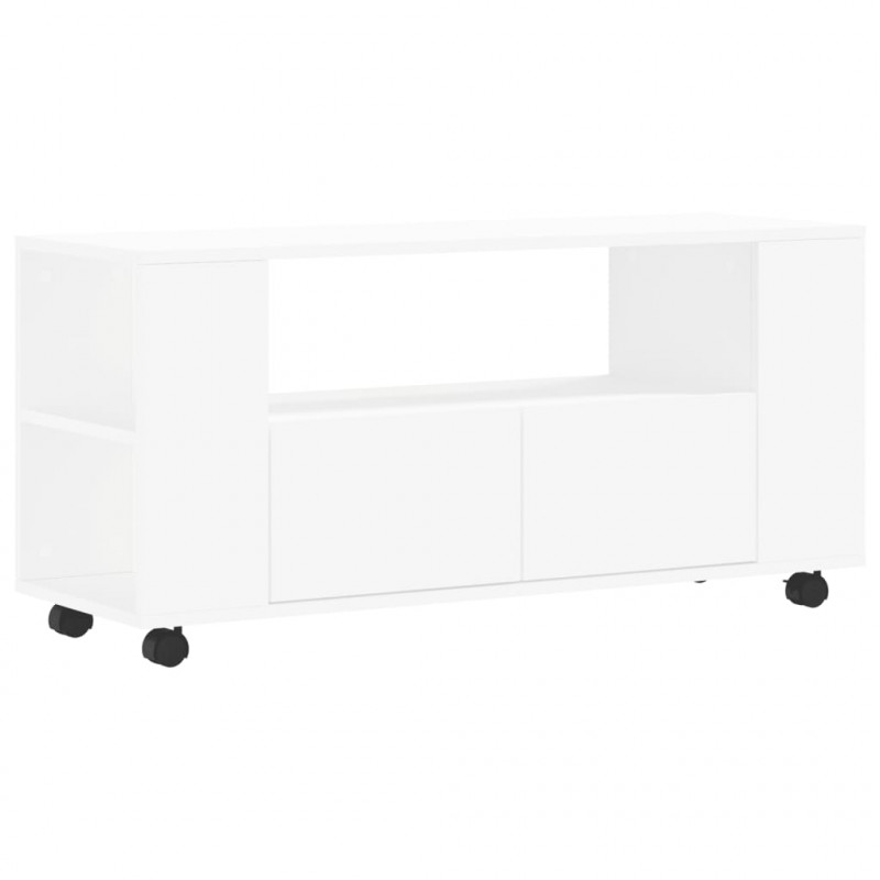Szafka pod TV, biała, 102x34,5x43 cm, materiał drewnopochodny