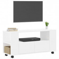 Szafka pod TV, biała, 102x34,5x43 cm, materiał drewnopochodny