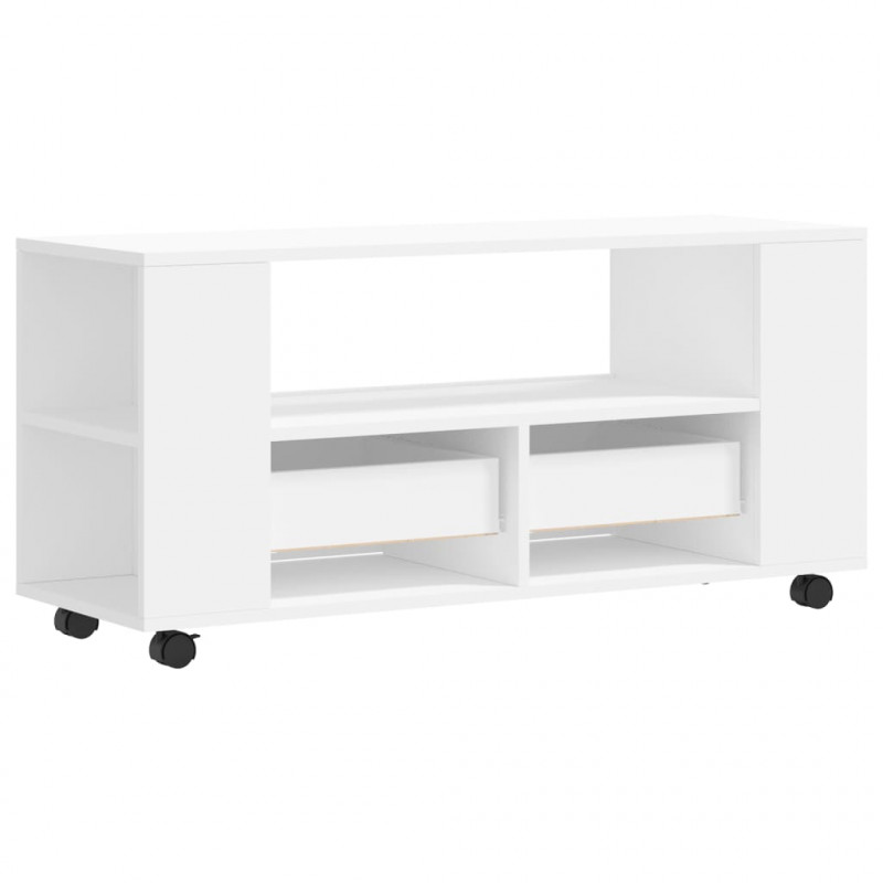 Szafka pod TV, biała, 102x34,5x43 cm, materiał drewnopochodny