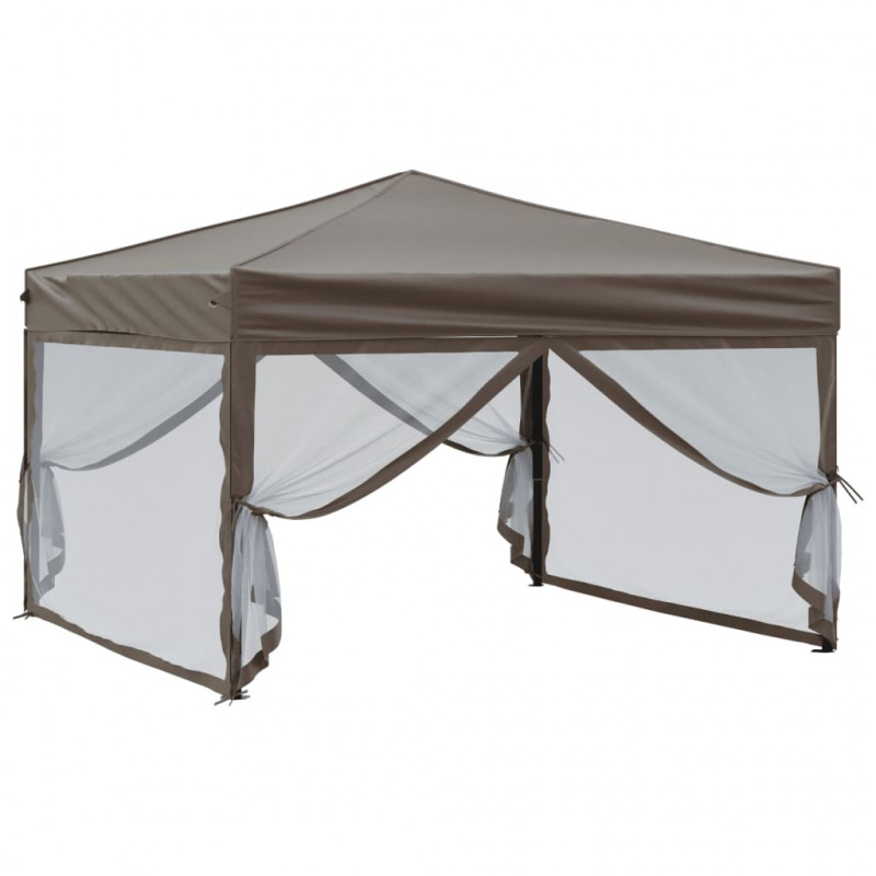 Składany namiot imprezowy ze ściankami, taupe, 3x3 m