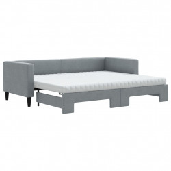 Sofa rozsuwana z materacami, jasnoszara, 80x200 cm, tkanina