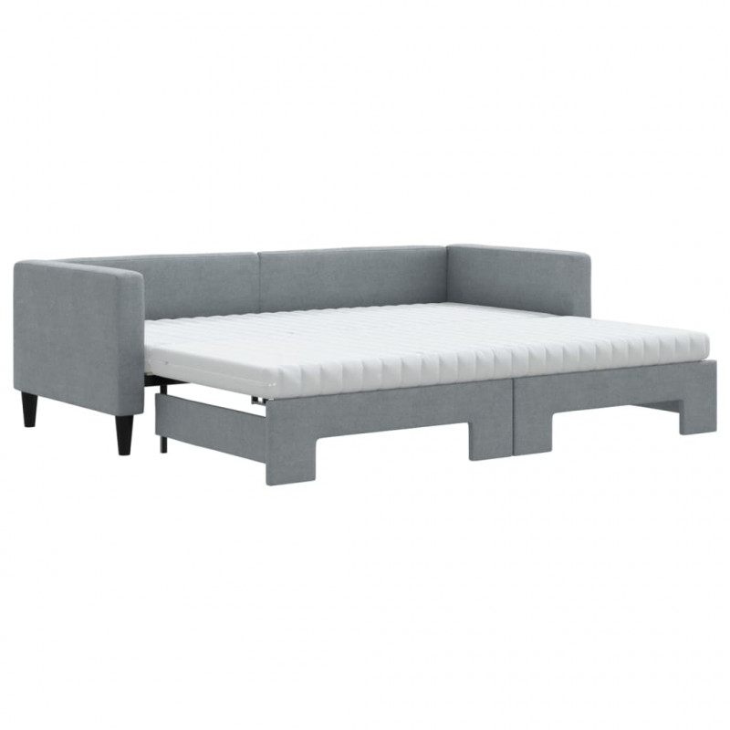 Sofa rozsuwana z materacami, jasnoszara, 80x200 cm, tkanina