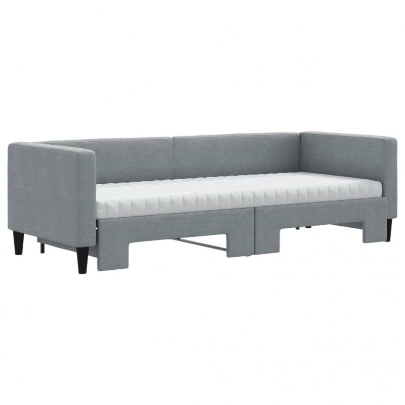 Sofa rozsuwana z materacami, jasnoszara, 80x200 cm, tkanina