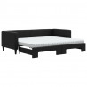 Sofa rozsuwana z materacami, czarna, 90x200 cm, tkanina