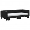Sofa rozsuwana z materacami, czarna, 90x200 cm, tkanina