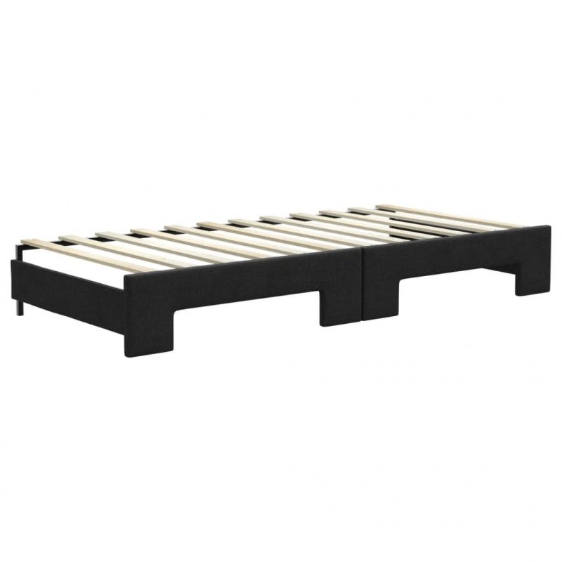 Sofa rozsuwana z materacami, czarna, 90x200 cm, tkanina