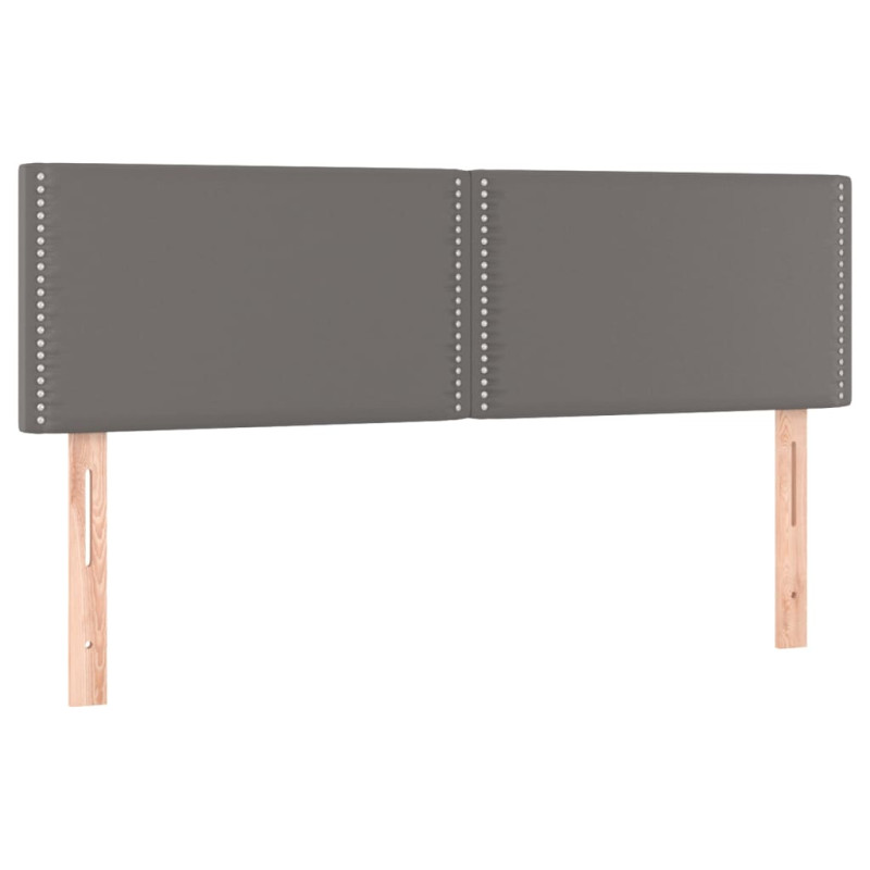 Łóżko kontynentalne z materacem i LED, szara ekoskóra 140x200cm