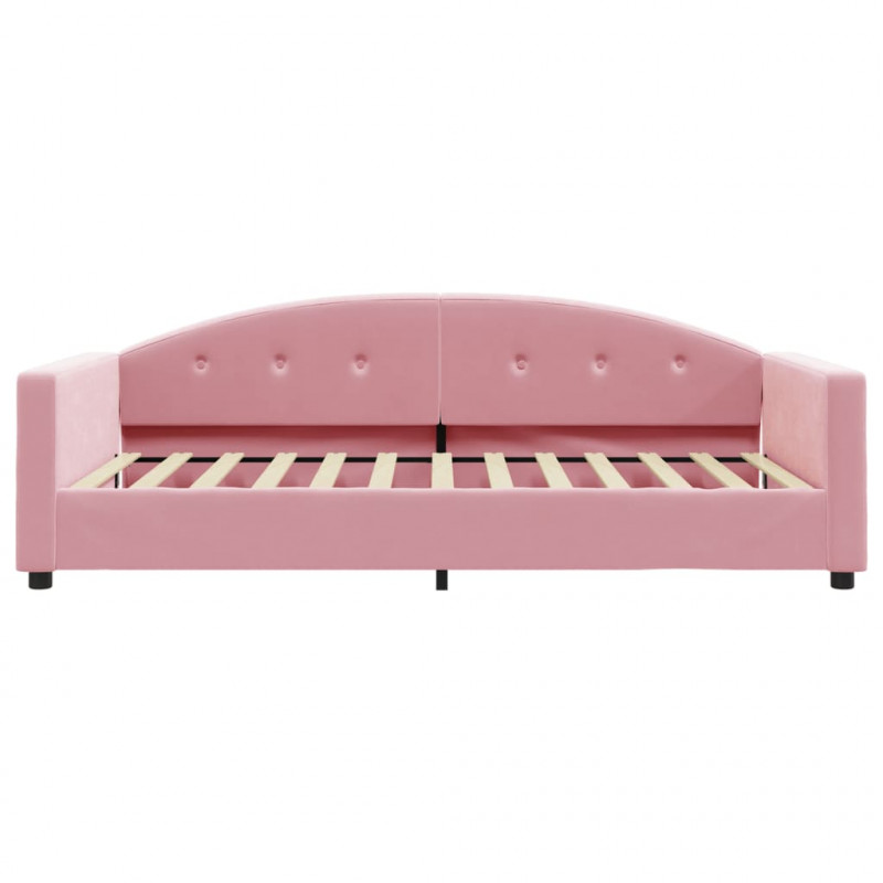 Sofa z materacem do spania, różowa, 100x200 cm, aksamit
