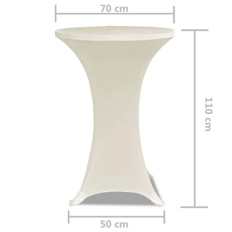Obrus na stół barowy Ø 70 cm kremowy rozciągany 2 szt