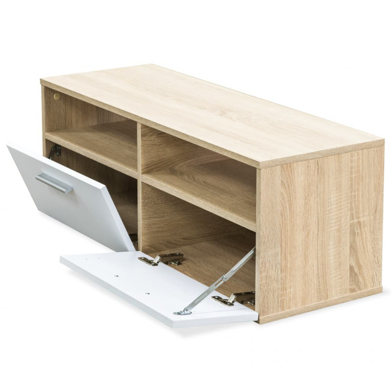Szafka TV, 95x35x36 cm, materiał drewnopochodny, dębowo-biała
