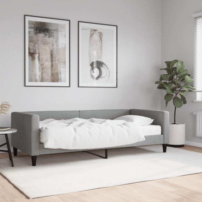 Sofa z materacem, jasnoszara, 90x190 cm, tkanina