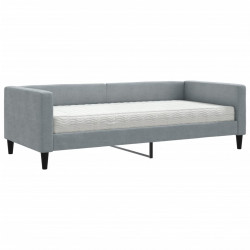 Sofa z materacem, jasnoszara, 90x190 cm, tkanina
