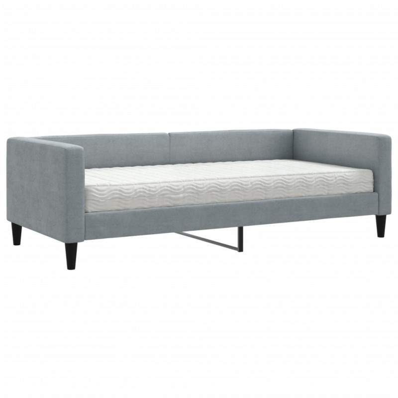 Sofa z materacem, jasnoszara, 90x190 cm, tkanina