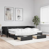 Sofa rozsuwana z szufladami, czarna, 90x200 cm, tkanina
