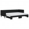 Sofa rozsuwana z materacami, czarna, 80x200 cm, aksamit