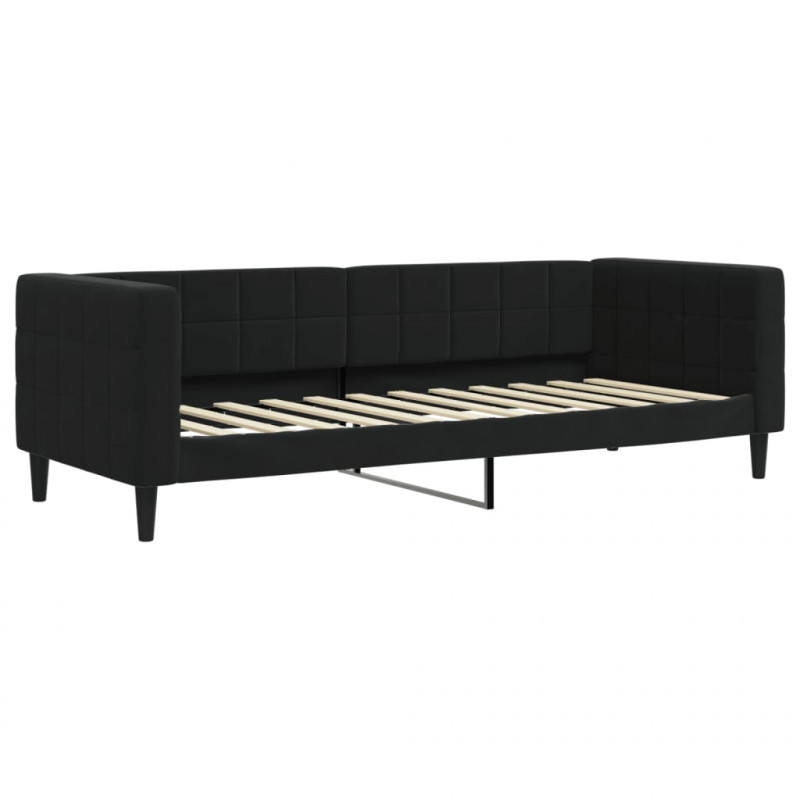 Sofa rozsuwana z materacami, czarna, 80x200 cm, aksamit